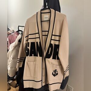 Sandro Tan Cardigan with Black Details